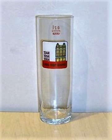 beer glass from the Peters Brauhaus brewery in Germany with the inscription '1544 1994 2004 Loss Mer Viere!'