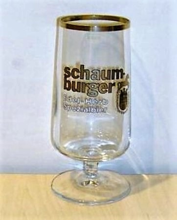 beer glass from the Schaumburger  brewery in Germany with the inscription 'Schaumburger Edel Herb Spezialbier. Schaumburger Brauerei Stadthagen'