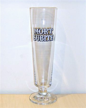 beer glass from the De Keersmaeker brewery in Belgium with the inscription 'Mort Subite'