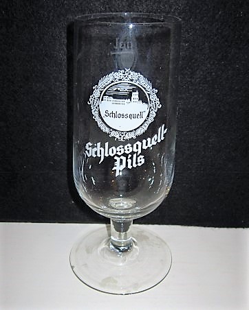 beer glass from the Schlossquell brewery in Germany with the inscription 'Schlossquell Schlossquell Pils'