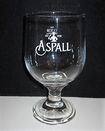 beer glass from the Aspall brewery in England with the inscription 'Est 1728 Aspall'