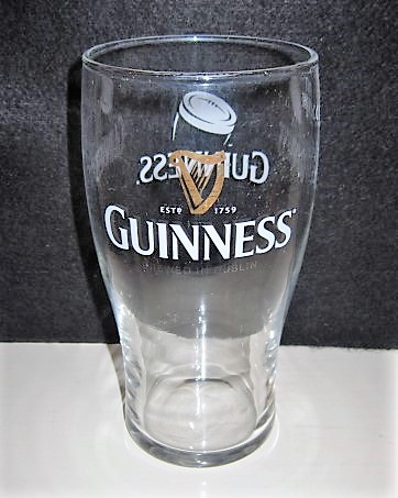 beer glass from the Guinness  brewery in Ireland with the inscription 'Estd 1759 Guinness Brewed In Dublin '