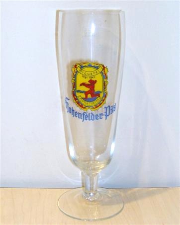 beer glass from the Hohenfelder brewery in Germany with the inscription 'Hohenfelder Pils'