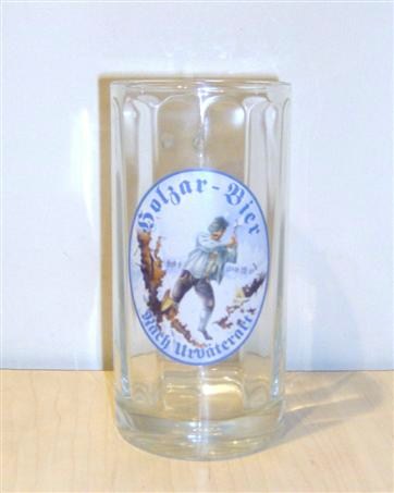 beer glass from the Hoss der Hirschbrau  brewery in Germany with the inscription 'Holzar Bier'