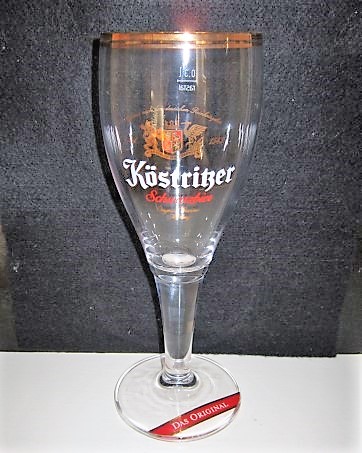 beer glass from the Kostritzer Schwarzbier  brewery in Germany with the inscription 'Kostritzer Schwarzbier Seit 1543'