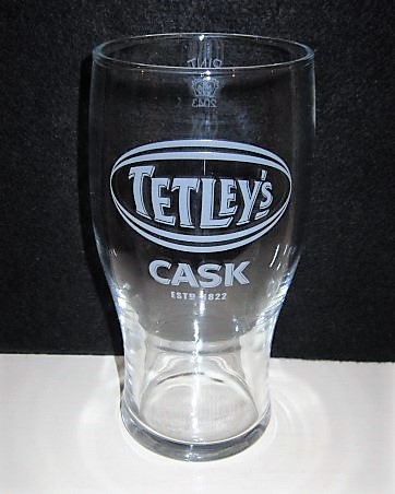 beer glass from the Tetley's brewery in England with the inscription 'Tetley's Cask Estd 1822'