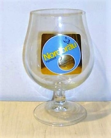 beer glass from the Nordbru Ingolstadt brewery in Germany with the inscription 'Nordbrau Ingolstadt Das Bier Mit Der Eingebauten Frische  '