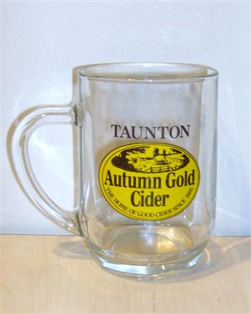 beer glass from the Taunton Cider  brewery in England with the inscription 'Taunton Autume Gold Cider The Home Of Good Cider Since 1805'