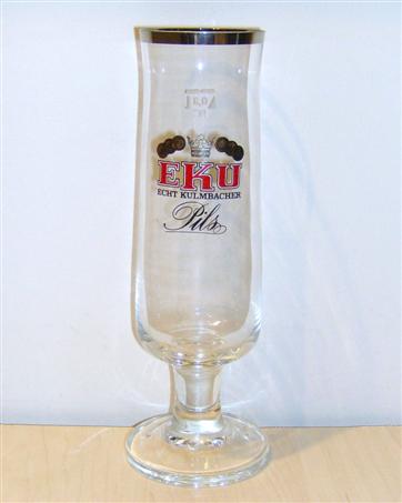 beer glass from the Kulmbacher brewery in Germany with the inscription 'Eku Echt Kulmbacher Pils'