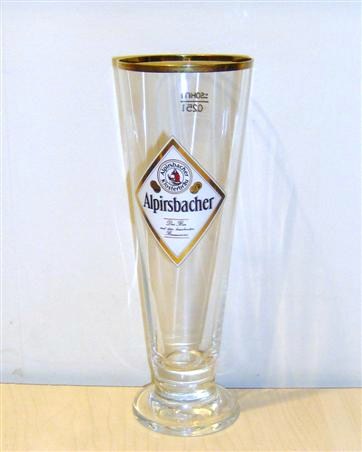beer glass from the Alpirsbacher brewery in Germany with the inscription 'Alpirsbacher Alpirsbacher Klosterbrau'