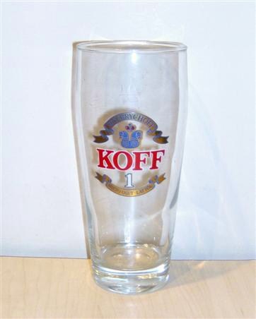 beer glass from the Sinebrychoff brewery in Finland with the inscription 'Sinebrychoff Koff 1 Mieto Olut Lattol'