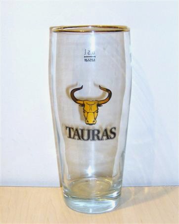 beer glass from the Tauras brewery in Lithuania with the inscription 'Tauras'