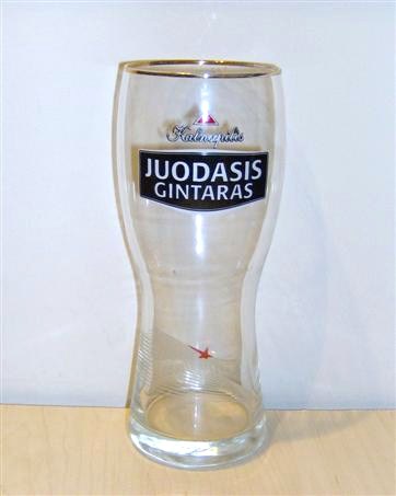 beer glass from the Kalnapilis brewery in Lithuania with the inscription 'Kalnapilis Juodasis Gintaras'