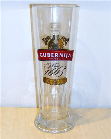 beer glass from the Gubernija  brewery in Lithuania with the inscription 'Gubernija Alus Nuo 1665 Anno 1665'