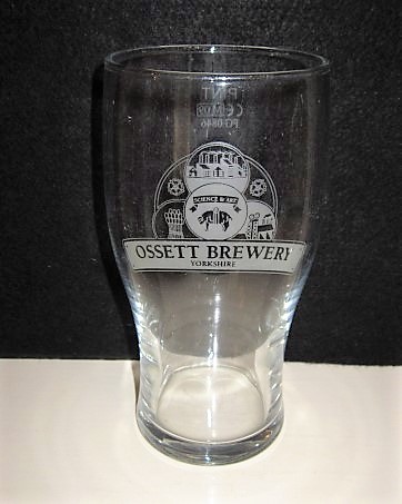 beer glass from the Ossett brewery in England with the inscription 'Ossett Brewery Yorkshire'