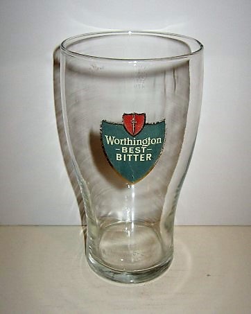 beer glass from the Worthington brewery in England with the inscription 'Worthington's Cask Ale'