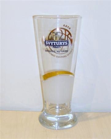 beer glass from the Svyturys-Utenos Alus brewery in Lithuania with the inscription 'Svyturys 1784 Geriausia KA Turime'