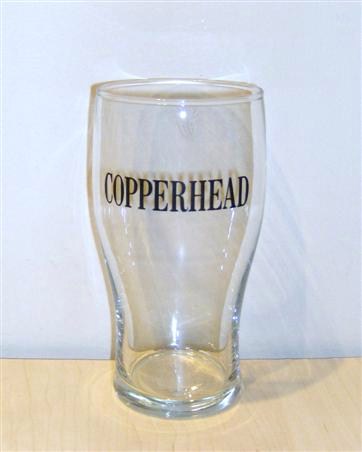 beer glass from the Copperhead brewery in England with the inscription 'Copperhead'