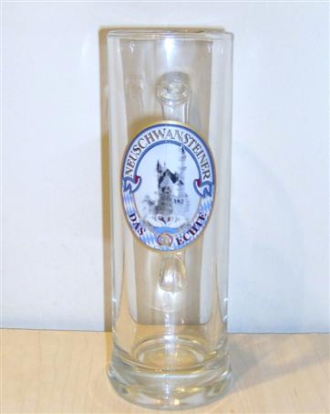 beer glass from the Der HirschBrau brewery in Germany with the inscription 'Neuschwansteiner Das Echte'