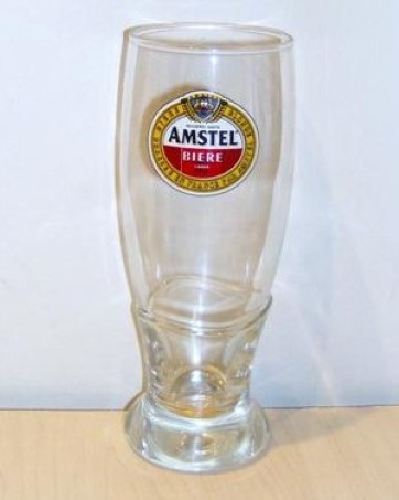 beer glass from the Amstel brewery in Netherlands with the inscription 'Amstel Biere  Lager Biere Brassee En France Par Amstel Blond'