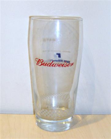 beer glass from the Anheuser Busch brewery in U.S.A. with the inscription 'Budweiser Start Finish'