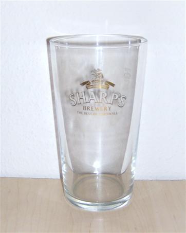 beer glass from the Sharp's brewery in England with the inscription 'Sharp's Brewery The Best Of Cornwall'