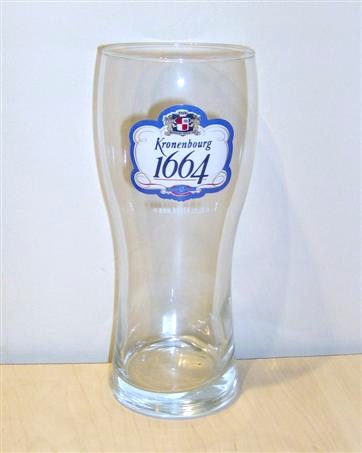beer glass from the Kronenbourg brewery in France with the inscription 'Kronenbourg 1664 www.k1664.co.uk '