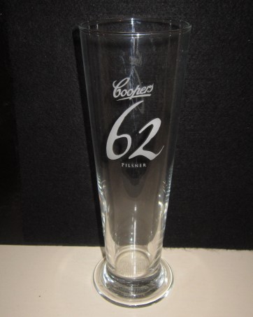 beer glass from the Coppers brewery in Australia with the inscription 'Coppers 62 Pilsner'