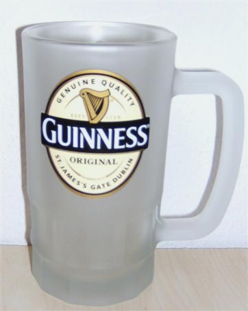 beer glass from the Guinness  brewery in Ireland with the inscription 'Guinness Original Genuine Quality Estd 1759 St. James's Gate Dublin'