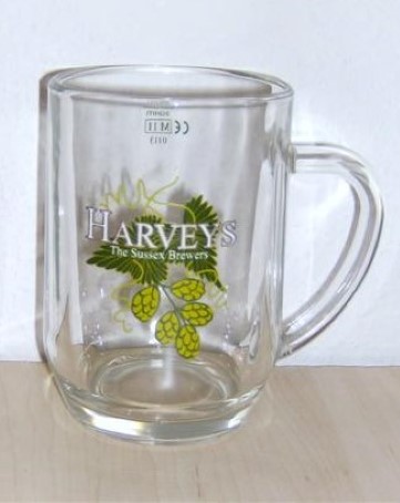 beer glass from the Harvey & Son brewery in England with the inscription 'Harveys The Sussex Brewery'