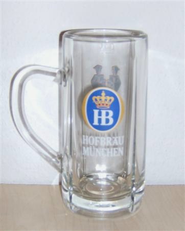 beer glass from the HB Munchen brewery in Germany with the inscription 'HB Hofbrau Munchen'