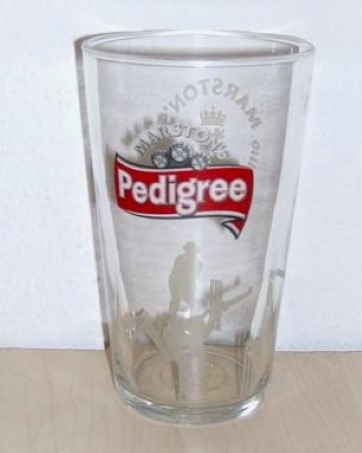 beer glass from the Marston's brewery in England with the inscription 'Marston's Pedigree '