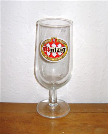 beer glass from the Mutzig brewery in France with the inscription 'Special Export Mutzig Biere D'Alsace'