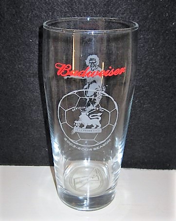 beer glass from the Anheuser Busch brewery in U.S.A. with the inscription 'Budweiser Official Beer 2003 - 2004'