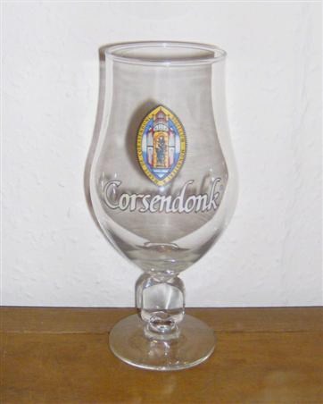 beer glass from the Corsendonk brewery in Belgium with the inscription 'Sigillvm Monastery Mari De Corssendonc Corsendonk'