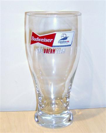 beer glass from the Anheuser Busch brewery in U.S.A. with the inscription 'Budweiser France 98 W/C The Dream Team'