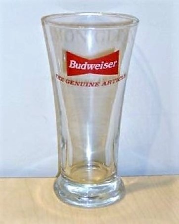 beer glass from the Anheuser Busch brewery in U.S.A. with the inscription 'Budweiser The Genuine Article'