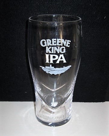 beer glass from the Greene King brewery in England with the inscription 'Greene King IPA  Brewing Perfection'