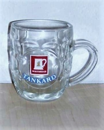 beer glass from the Whitbread  brewery in England with the inscription 'Whitbread Tankard'