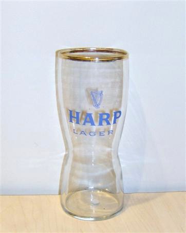 beer glass from the Guinness  brewery in Ireland with the inscription 'Harp Larger'