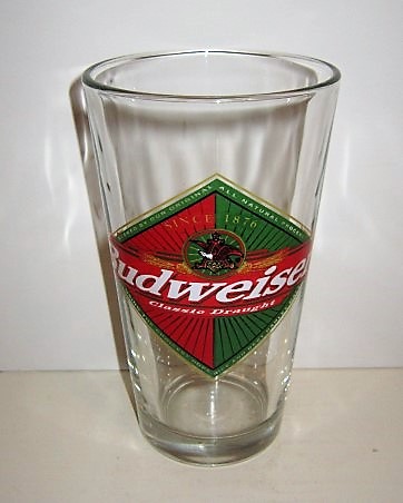 beer glass from the Anheuser Busch brewery in U.S.A. with the inscription 'Budweiser Classio Draught'