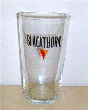 beer glass from the Matthew Clark  brewery in England with the inscription 'Blackthorn '
