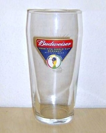 beer glass from the Anheuser Busch brewery in U.S.A. with the inscription 'Budweiser 2006 Fifa World Cup Germany Official Beer'