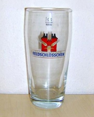 beer glass from the Feldschlosschen brewery in Switzerland with the inscription 'Feldschlosschen'