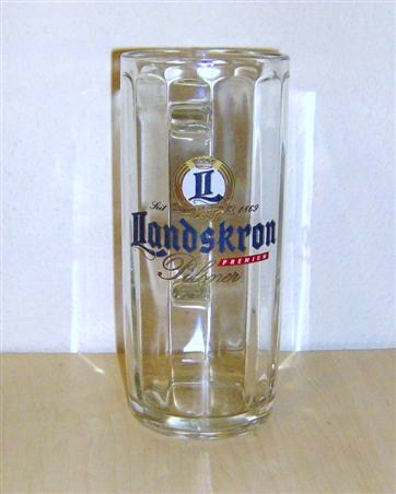 beer glass from the Landskron brewery in Germany with the inscription 'Seit 1869 Landskron Premium Pilsner '