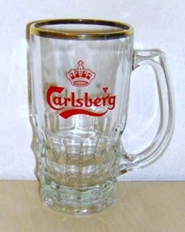 beer glass from the Carlsberg brewery in Denmark with the inscription 'Carlsberg'