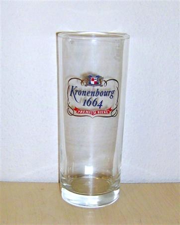 beer glass from the Kronenbourg brewery in France with the inscription 'Kronenbourg 1664 Premium Biere'