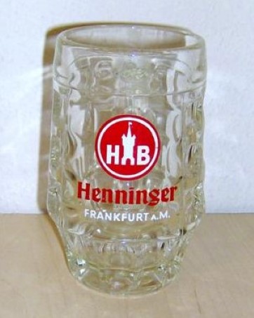 beer glass from the Henninger brewery in Germany with the inscription 'HB Henninger Frankfurt A.M.'