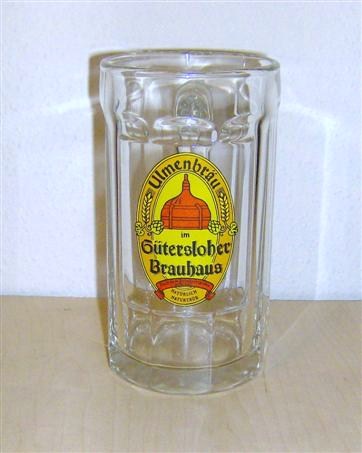 beer glass from the Gutersloher brewery in Germany with the inscription 'Ulmenbrau Gutersloher Brauhaus Naturlich Naturtrue '