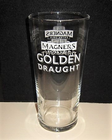 beer glass from the Magners brewery in Ireland with the inscription 'Magners Extra Cold Golden Draught'